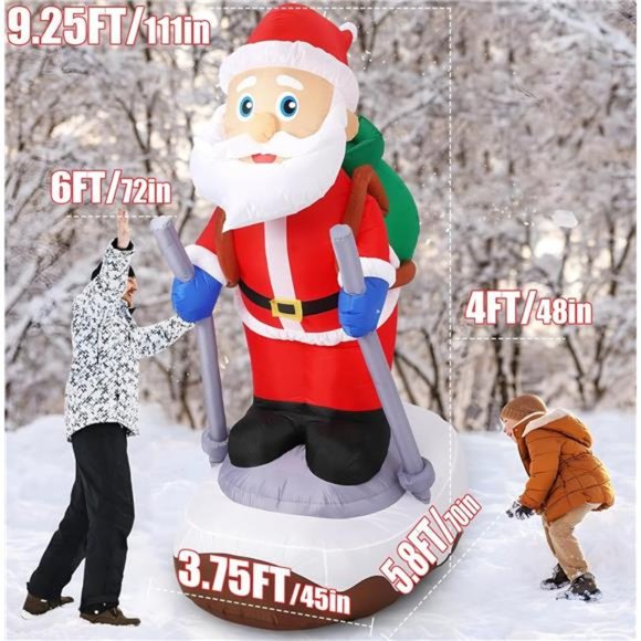 9.25 FT Christmas Inflatable Santa Claus with Gift Sled LED Lights Blow Up Decor - Picture 2 of 7